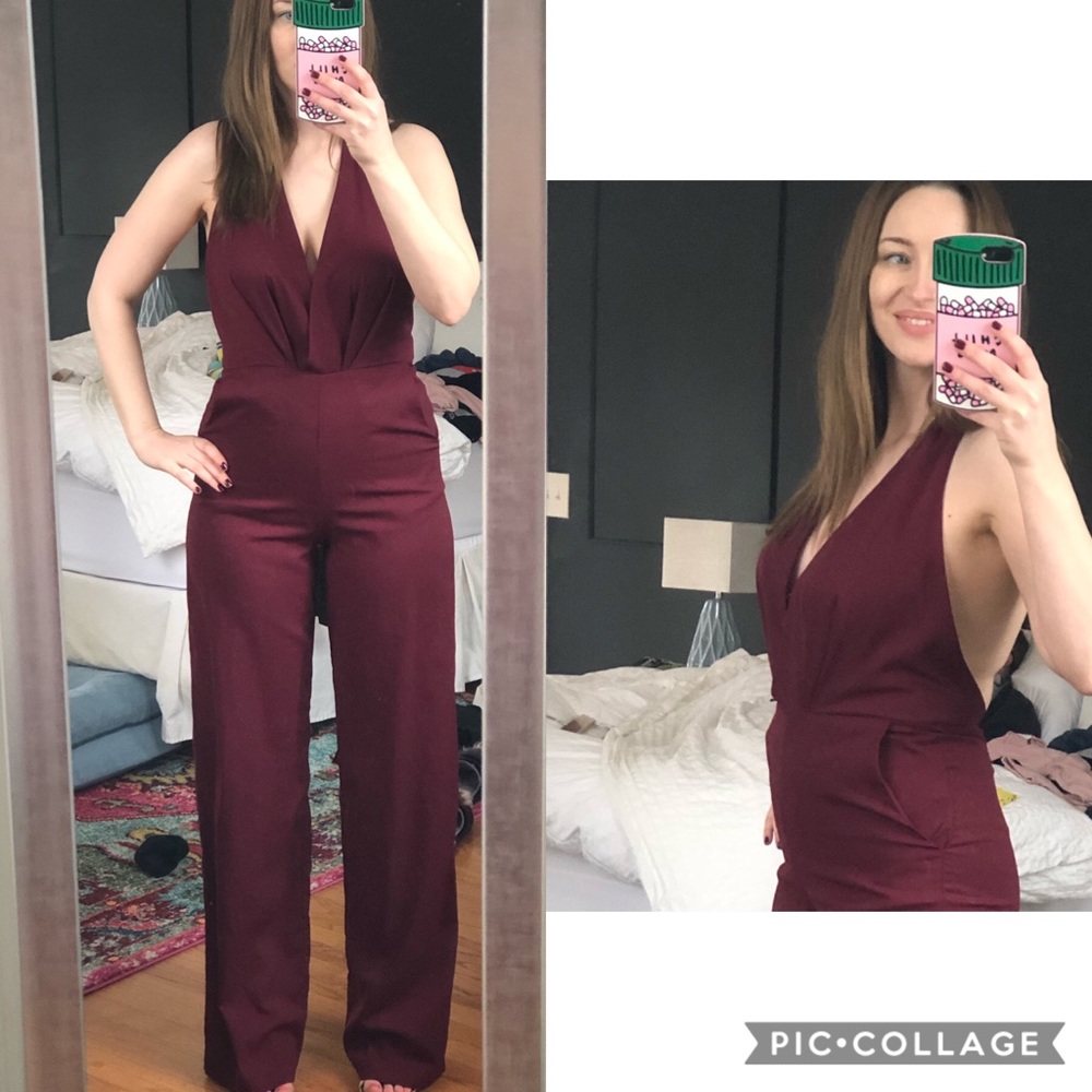 Lulu’s Burgundy Halter Jumpsuit